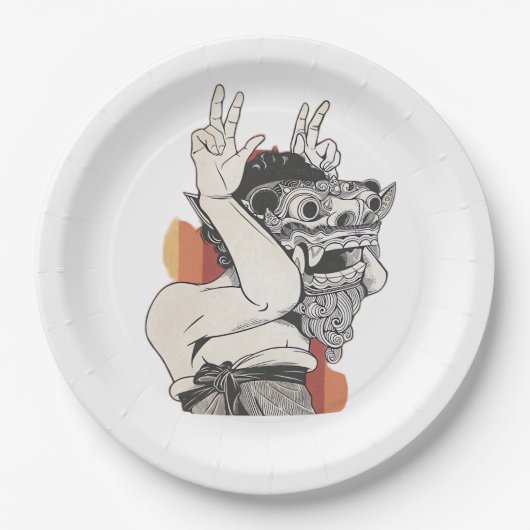 Barong Peekaboo Papieren Bordje (Voorkant)