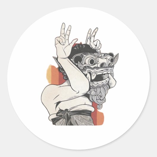Barong Peekaboo Ronde Sticker (Voorkant)