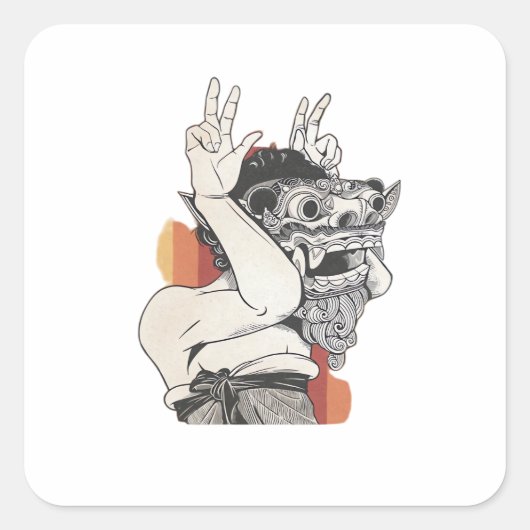 Barong Peekaboo Vierkante Sticker (Voorkant)