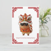 Barongsai Capybara Chinese New Year Kaart (Staand voorkant)