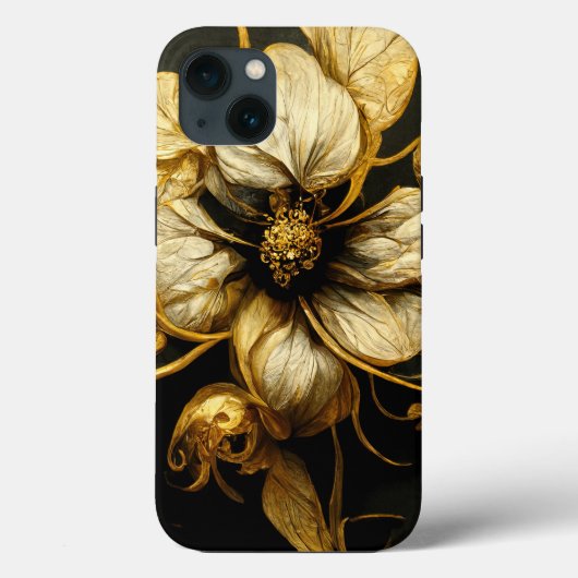 Baronke Black & Gold Floral Phone Case (Achterkant)