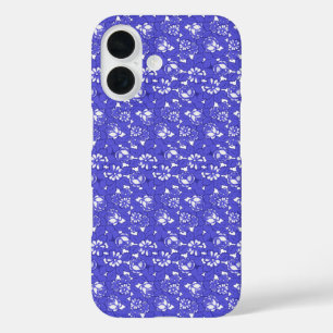Baronstaal - blauw bloempatroon iPhone 16 hoesje
