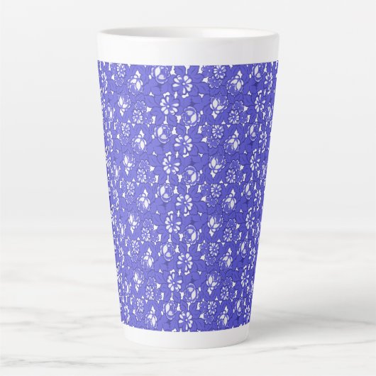 Baronstaal - blauw bloempatroon latte mok (Voorkant)