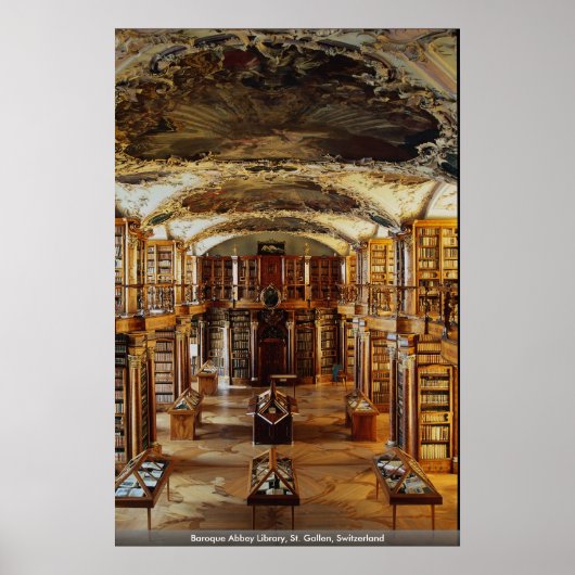 Baroque Abbey Library, St. Gallen, Zwitserland Poster (Voorkant)