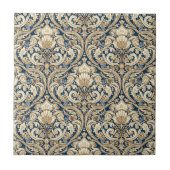 Baroque Acanthus Swirls Pat#3 Blue Gold ID1194 Tegeltje (Voorkant)