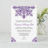 Baroque Amethyst Glitter Look Holiday Party Kaart (Staand voorkant)