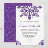 Baroque Amethyst Glitter Look Holiday Party Kaart (Voorkant / Achterkant)