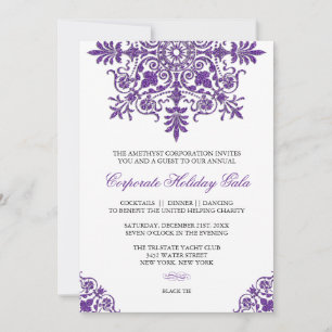 Baroque Amethyst Glitter Look Holiday Party Kaart