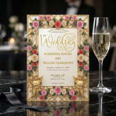 Baroque Angel & Dusty Rose Formal Wedding Kaart