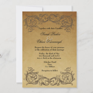 Baroque Antiek Wedding-uitnodiging Kaart