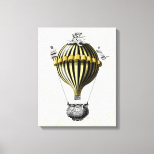 Baroque ballon Black Yellow Canvas Afdruk