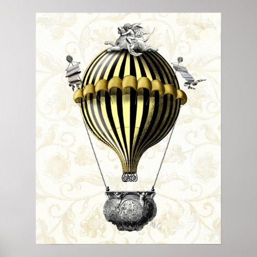Baroque ballon Black Yellow Poster (Voorkant)