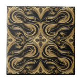Baroque Black and Gold Swirling Ornate Pattern Tegeltje (Voorkant)