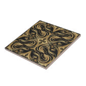 Baroque Black and Gold Swirling Ornate Pattern Tegeltje (Zijkant)