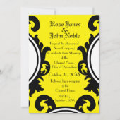 Baroque Black (geel) Wedding Invitation Kaart (Voorkant)