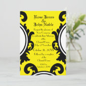 Baroque Black (geel) Wedding Invitation Kaart (Staand voorkant)