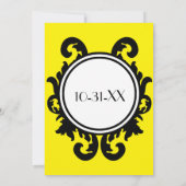 Baroque Black (geel) Wedding Invitation Kaart (Achterkant)