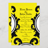 Baroque Black (geel) Wedding Invitation Kaart (Voorkant / Achterkant)