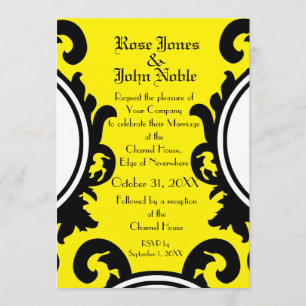 Baroque Black (geel) Wedding Invitation Kaart