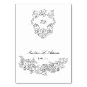 Baroque Black & White Elegant Foldable Name Kaart (Voorkant)