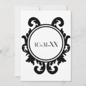 Baroque Black (White Wedding Invitation) Kaart (Achterkant)