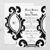 Baroque Black (White Wedding Invitation) Kaart (Voorkant / Achterkant)