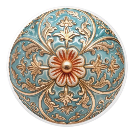 Baroque Bloom Ceramic Knob Pull Keramische Knop (Voorkant)