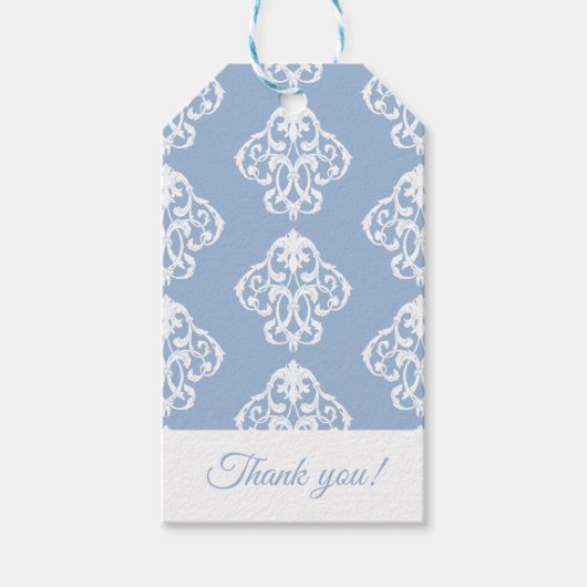 Baroque Blue en White Hartelijk dank Cadeaulabel (Voorkant)