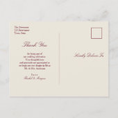 Baroque Burgundy Gold Wedding Thank You Briefkaart (Achterkant)
