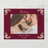 Baroque Burgundy Gold Wedding Thank You Briefkaart (Voorkant)
