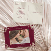 Baroque Burgundy Gold Wedding Thank You Briefkaart