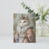 Baroque Cat Royal Portrait Queen Design Briefkaart (Staand voorkant)