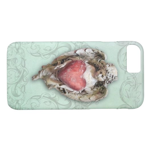 Baroque Cherub met hart Case-Mate iPhone Case (Achterkant (Horizontaal))