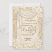 Baroque Cream Rose Faux Gold Foil Diamond Wedding Kaart (Voorkant)