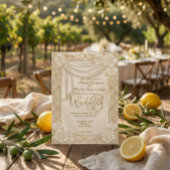 Baroque Cream Rose Faux Gold Foil Diamond Wedding Kaart