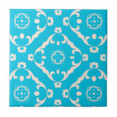  Baroque Cyaan Blue and White Pattern Tegeltje (Voorkant)