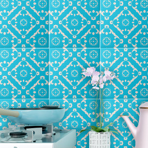Baroque Cyaan Blue and White Pattern Tegeltje