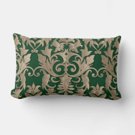 Baroque Damask Brocade Creamy Beige over Green Kussen
