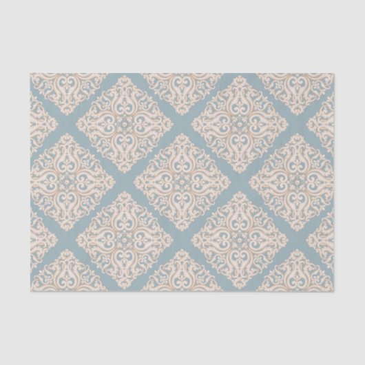 Baroque Damask Brocade over Powder Blue-ontkoppeli Tissuepapier (Voorkant)
