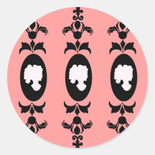 Baroque Damask Cameo Ronde Sticker