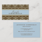 Baroque Damask Designer Visitekaartje : Baby blauw (Voorkant / Achterkant)