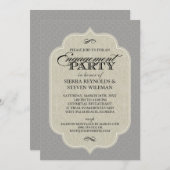 Baroque Damask Gunmetal Grey Engagement Party Kaart (Voorkant / Achterkant)