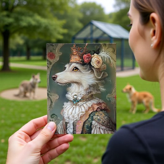 Baroque Dog Royal King Portrait Design Briefkaart