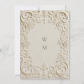 Baroque Elegance Ivory Script Wedding Kaart (Achterkant)