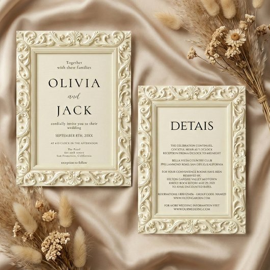 Baroque Elegance Wedding Frame Wedding Kaart