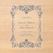 Baroque Elegant Frame Wedding Acrylic Invitation Acryl Uitnodigingen (Voorkant)