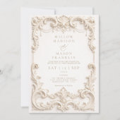 Baroque Elegant Ivory Wedding Kaart (Voorkant)