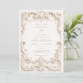 Baroque Elegant Ivory Wedding Kaart (Staand voorkant)
