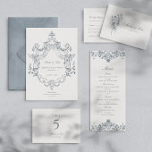 Baroque Elegant Ornament, Wedding All In One Uitnodiging