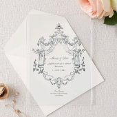 Baroque Elegant Ornament, Wedding All In One Uitnodiging